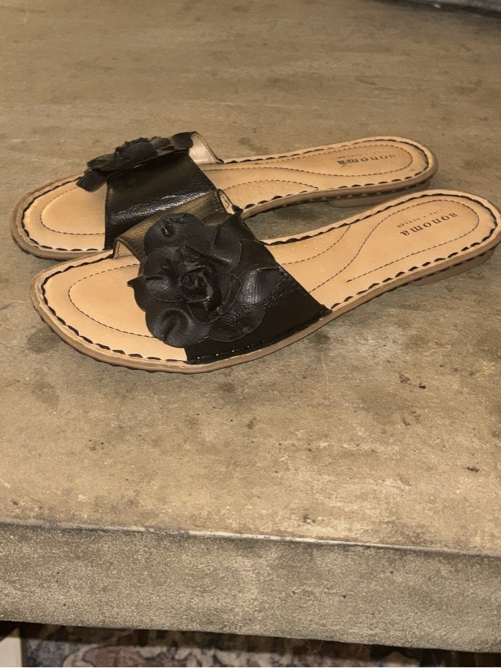 Sonoma Black Floral Slide Sandals Women